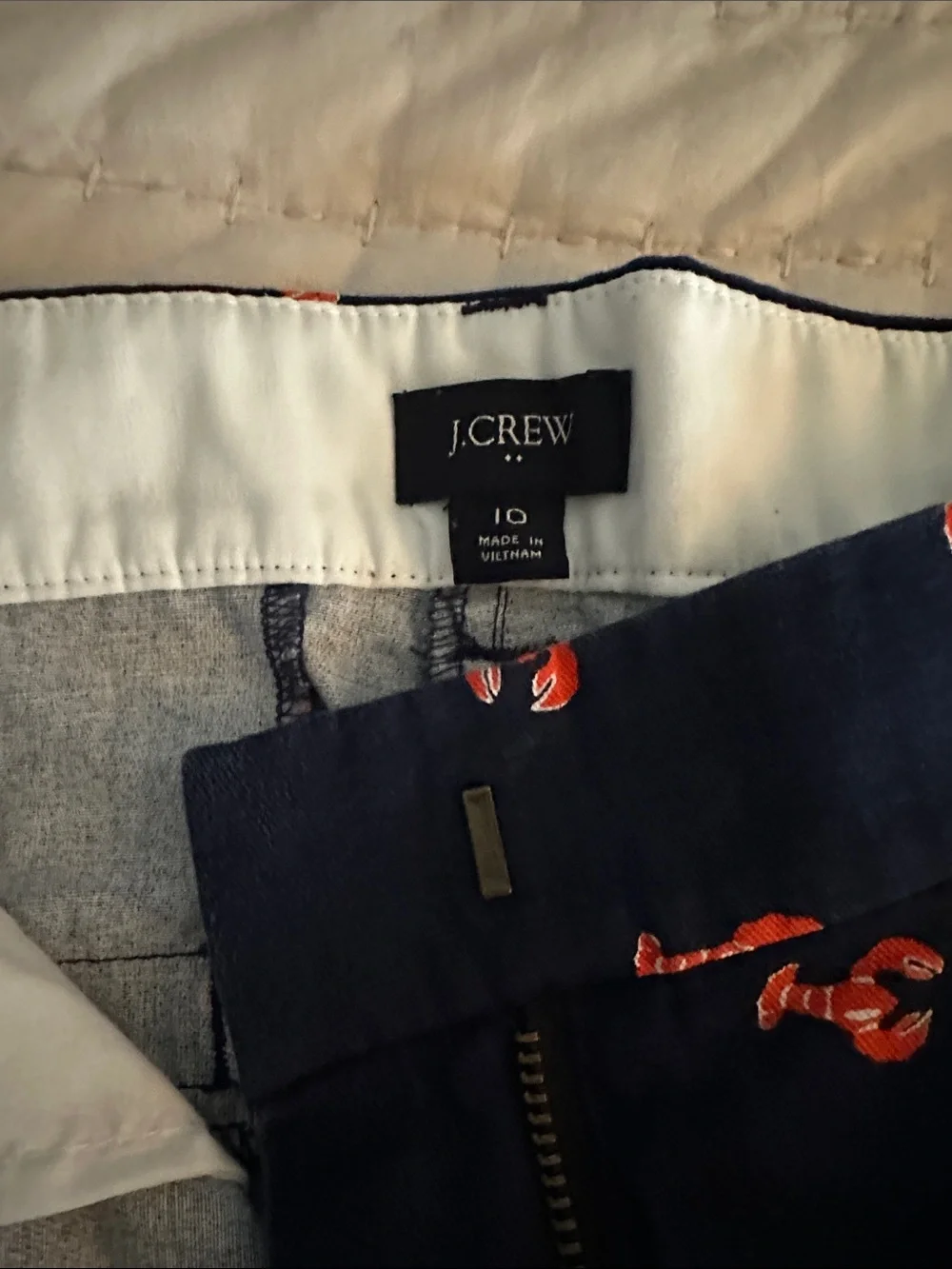 J. Crew Navy High-Waist Shorts with Red Lobsters